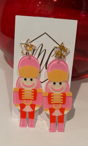 Small Pink Nutcracker Earrings