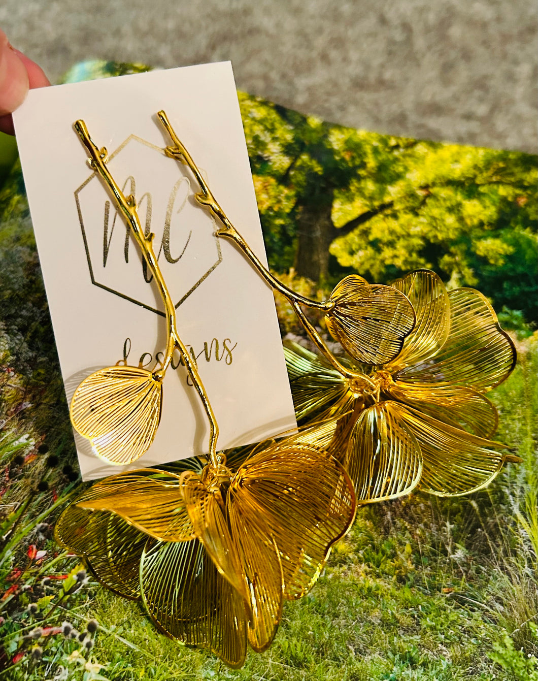 Large Gold Flower Statement Earrings