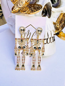 Rhinestone Skeleton Halloween Earrings
