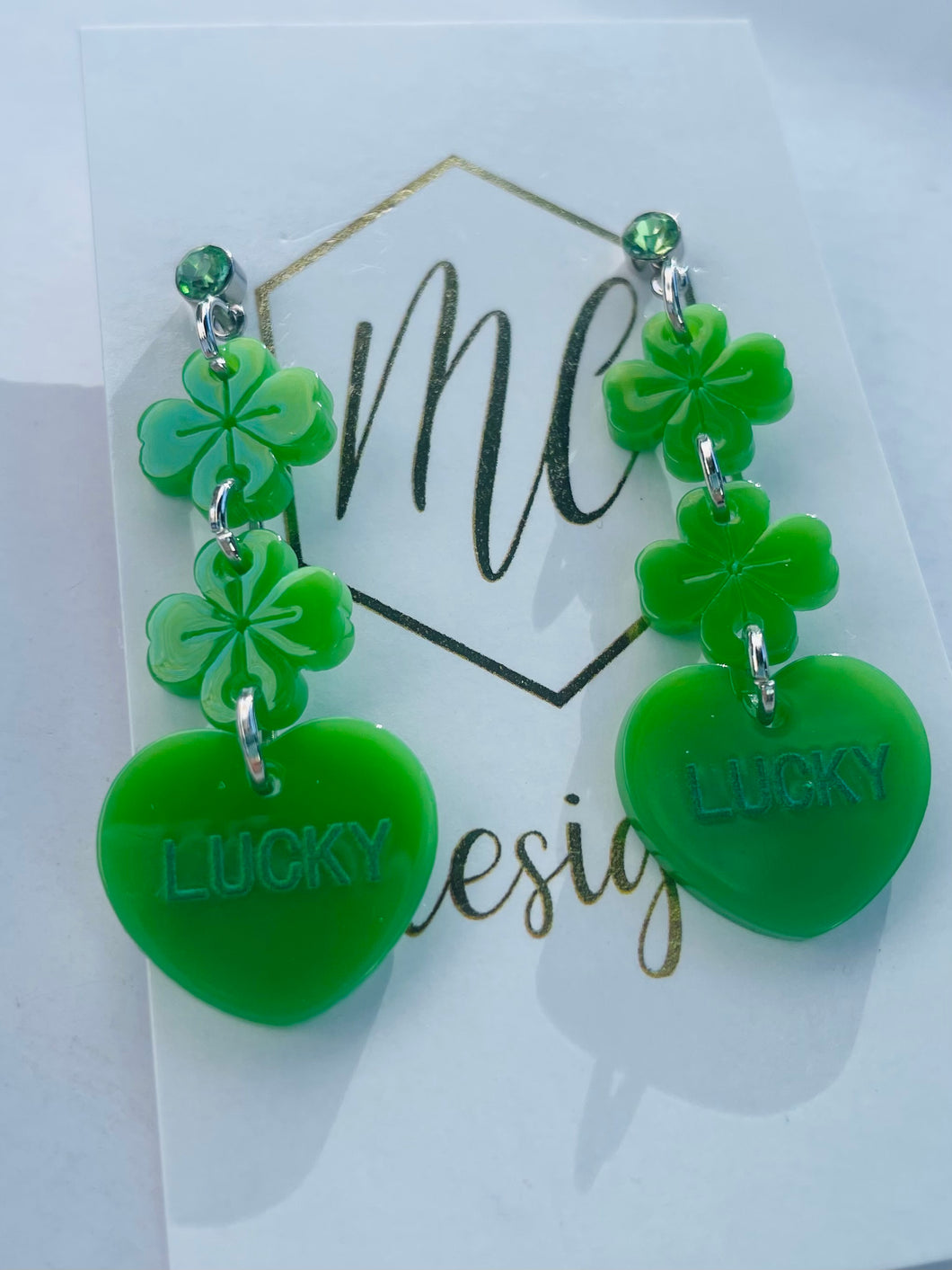 Double Clover Heart Earrings