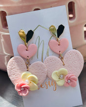 Triple Heart Clay Earrings