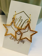 Textured Small Star Earrings Gold