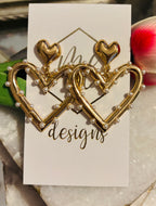 Gold and Pearl Heart Earrings