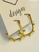 Small Oval Gold Hoops OG Earrings with Balls