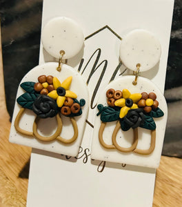 Fall Clay Earrings with Pumpkins