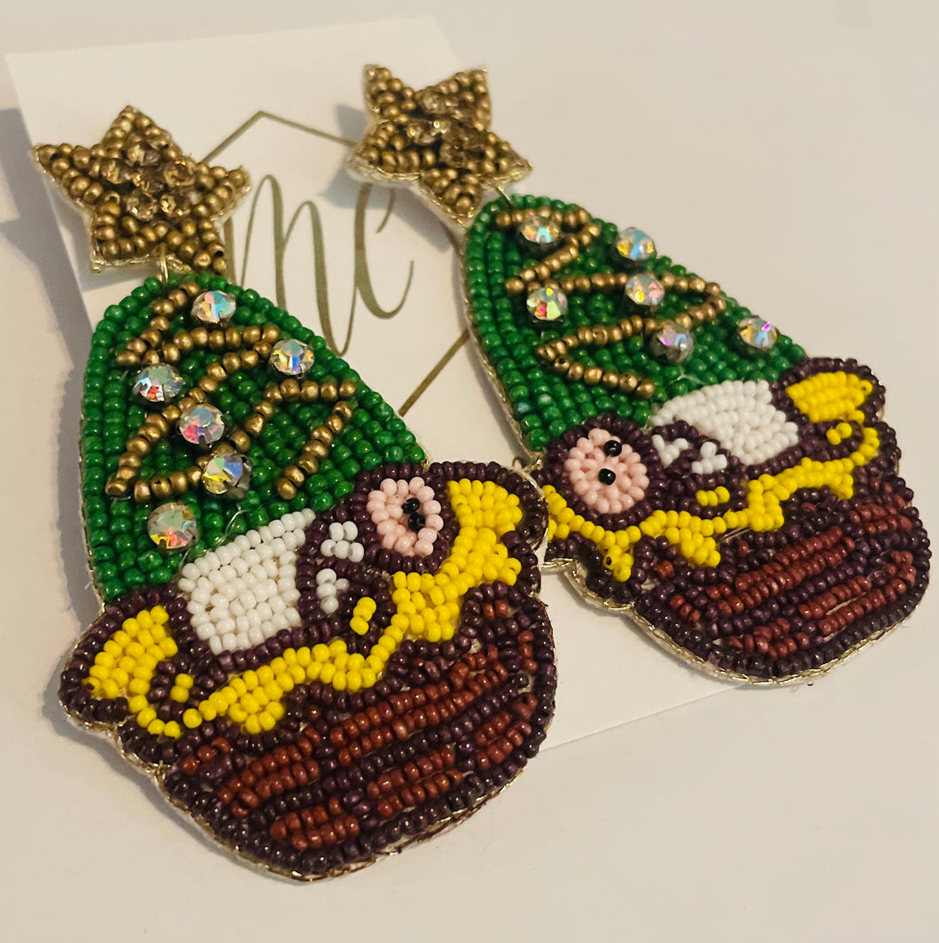 Beaded Baby Jesus Christmas Earrings