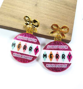 Fun Glitter Christmas Ornament Earrings