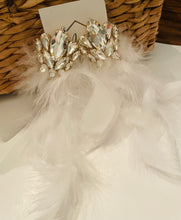 Large Rhinestone and Feathered Earrings