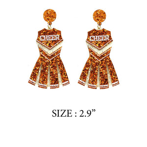 GLITTER CHEERLEADER UNIFORM DROP POST EARRING