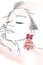 CHRISTMAS TREE BELL BOW SEED BEAD EARRING