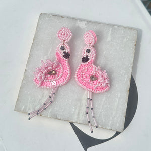 Fun Seed Bead Flamingo Earrings