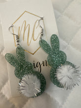 Glitter Bunny with Pom Pom Tail Earrings