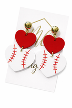 Acrylic Baseball & Football Heart Earrings