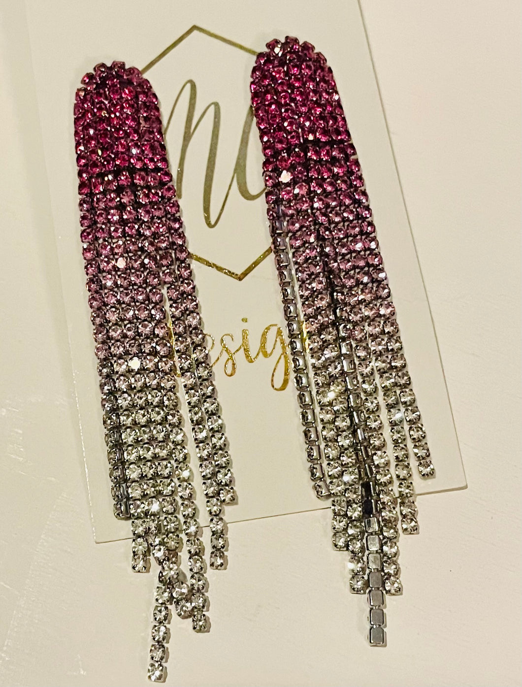 Pink Ombré Rhinestone Earrings