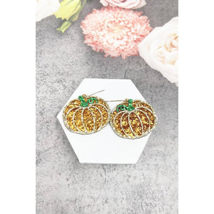 THANKSGIVING PUMPKIN GLITTER HOOK EARRINGS