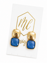 Hammered Square Stone Studs