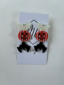 Bat Pumkin Ghost Halloween Earring