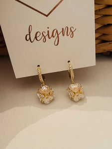 Pearl Flower Dangle Earrings