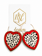 Animal Fur Leather Heart Hoops