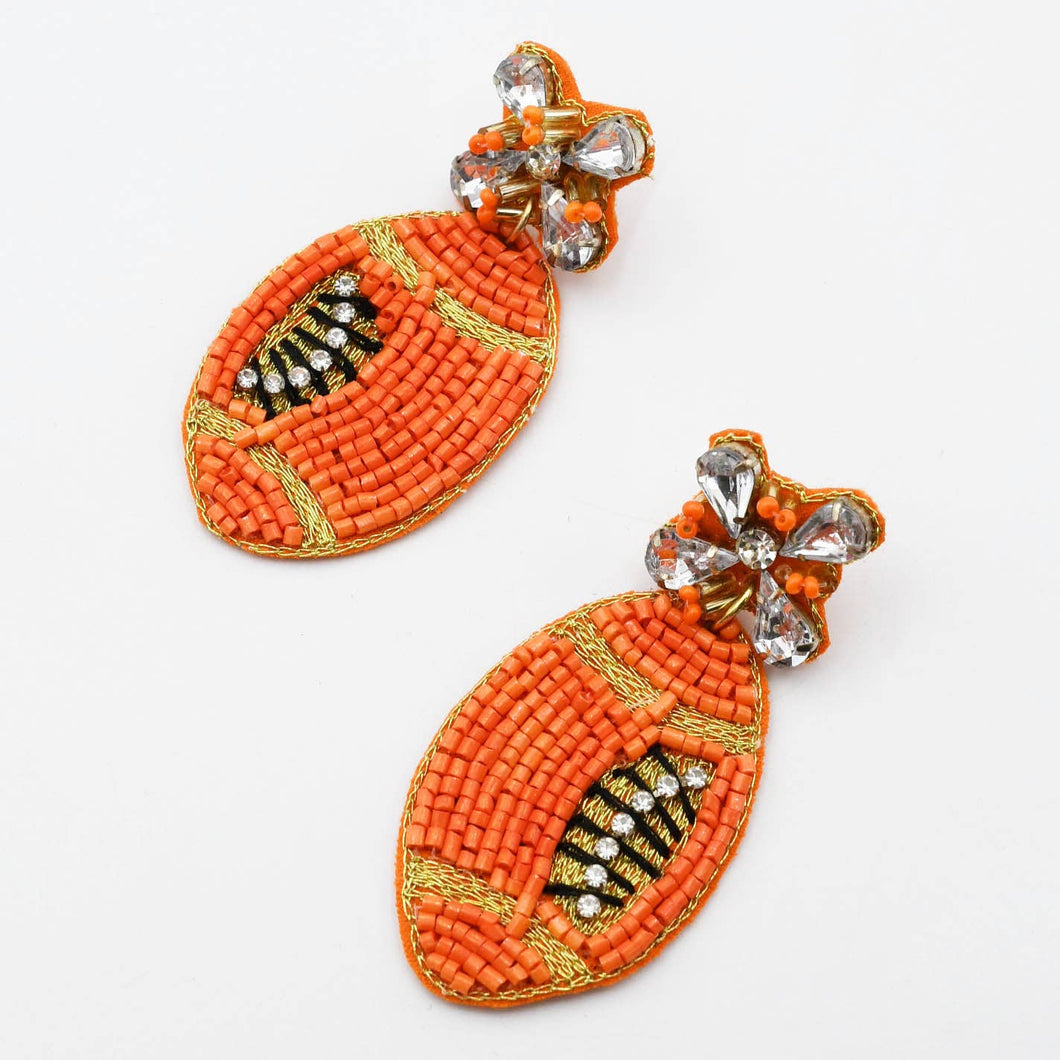 New Jeweled Football Seed Beaded Earrings