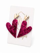 Glitter Double Heart Earrings
