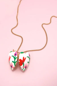COLORFUL FLOWER LOCKET NECKLACE
