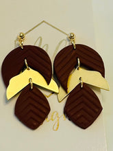Maroon Clay and Gold Earrings