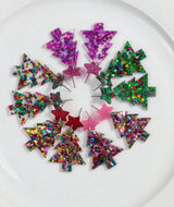 Colorful Christmas Tree Star Confetti Acrylic Earrings