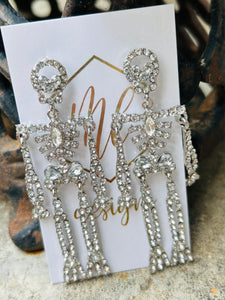 Statement Rhinestone Skeleton Earrings