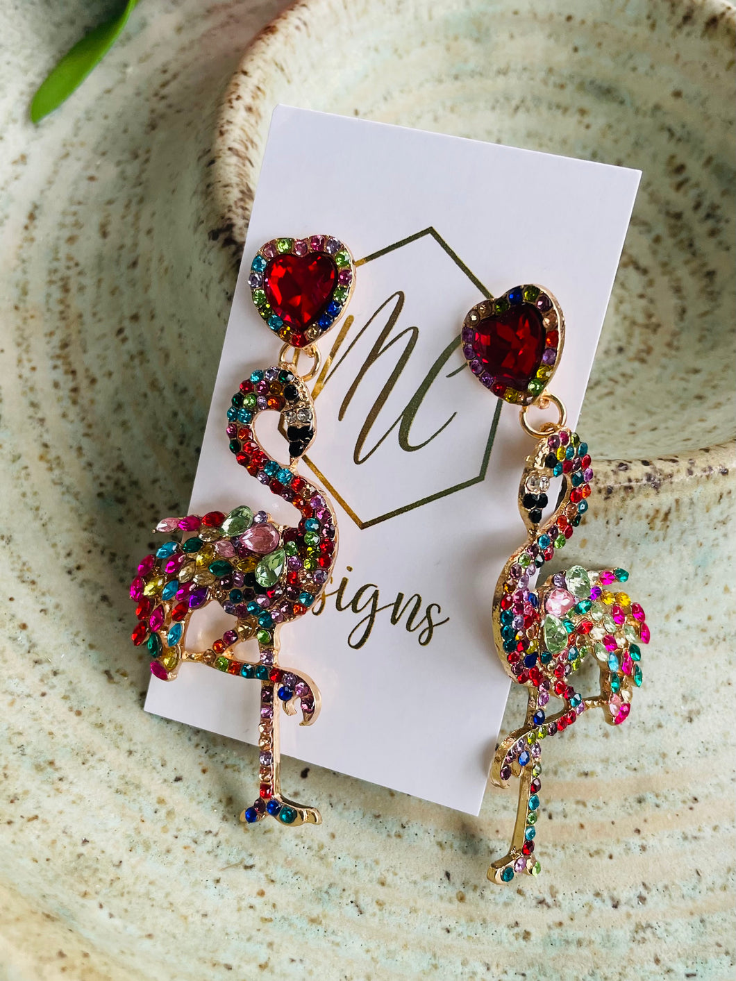 Rhinestone Flamingo Earrings