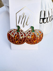 Rhinestone Pumpkin Halloween Stud Earrings