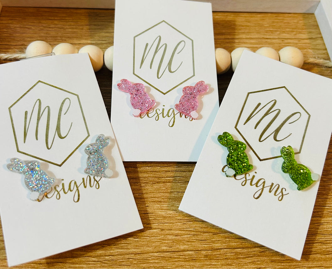 Glitter Bunny Studs