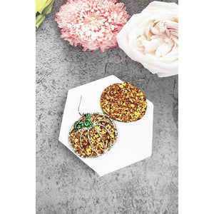 THANKSGIVING PUMPKIN GLITTER HOOK EARRINGS