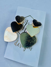Triple Gold Heart Earrings