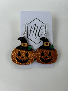Glitter Pumpkin Earrings-Lightweight