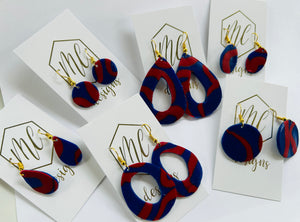 Blue and Red Clay Earrings