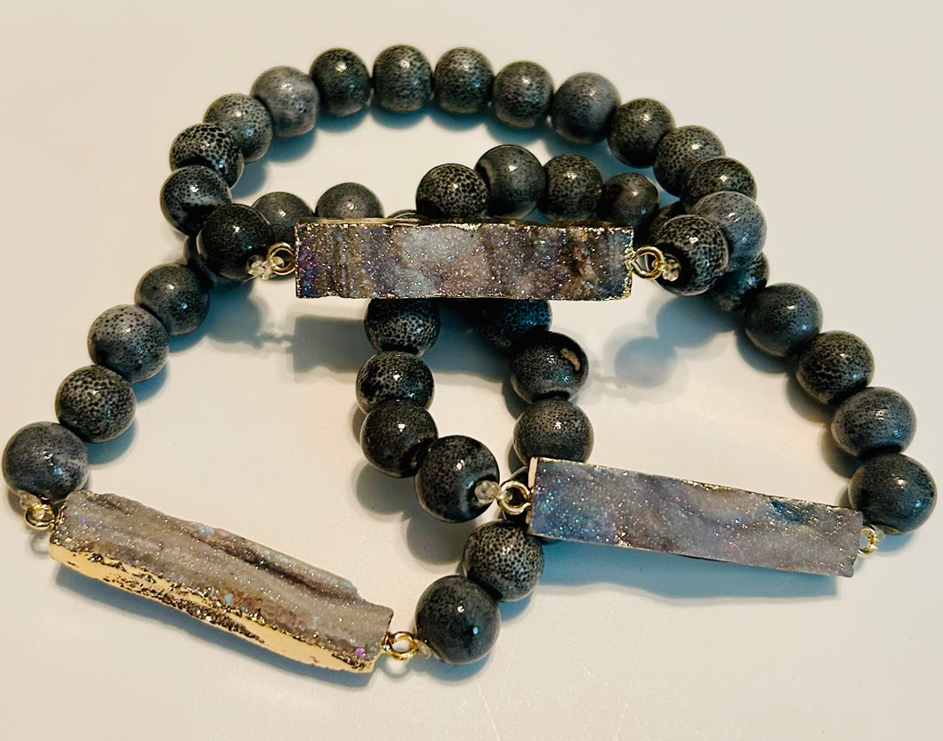 Druzy Bar Beaded Bracelets