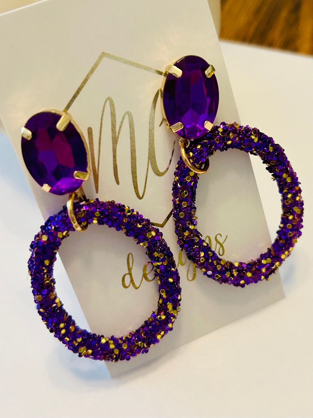 Glitter Oval Earrings