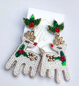 Rudolph Beaded Sequin Christmas Earrings