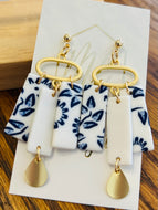 Clay Blue and White Floral Earrings
