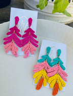 Colorful Rattan Palm Leaf Earrings