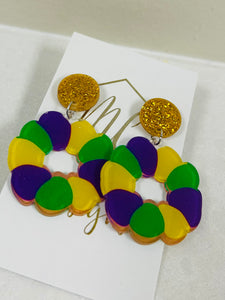 Acrylic Mardi Gras Earrings