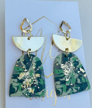 Green Blue Gold Flakes Earrings