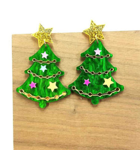 New Acrylic Christmas Tree Earrings