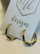 Black and Gold Huggies Earrings