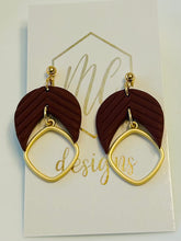 Maroon Clay and Gold Earrings