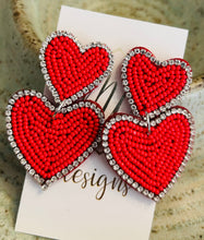 Double Heart Seed Bead Earrings