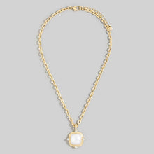 Square Faceted Stone Pendant Chain Necklace Set