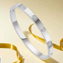 Stainless Steel Dipped 18K Gold and Silver Rhinestone Bangle