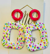 Multi Color Spotted Clay Earrings